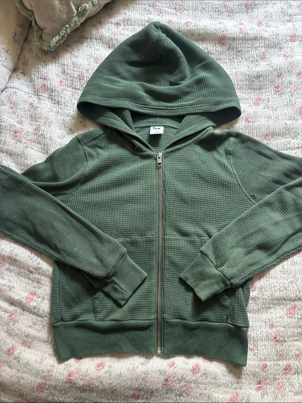 TNA Olive Zip-Up Hooded Jacket
